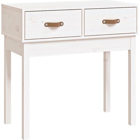 Meuble console d'entrée moderne avec tiroirs 76,5 x 40 x 75 cm bois massif de pin blanc DEC031712
