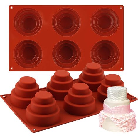 Moule à gâteau en silicone à 6 alvéoles pour 3 étages - Moule à gâteau à étages à faire soi-même (1/5)