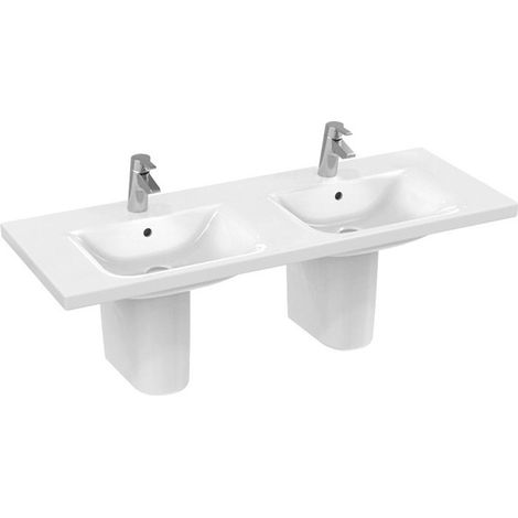 Lavabo doppio da mobile CONNECT 1300 x 490 x 170 mm foro per rubinetteria perforato al centro, bianco IDEAL STANDARD