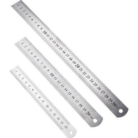 royaluxe - 3 Pcs Réglet en Inox Double Face Reglet Metallique Precision 15cm 20cm 30cm Outil Mesure Bord Droit Metal Acier Règle pour Étudiants et Bureau (1/5)