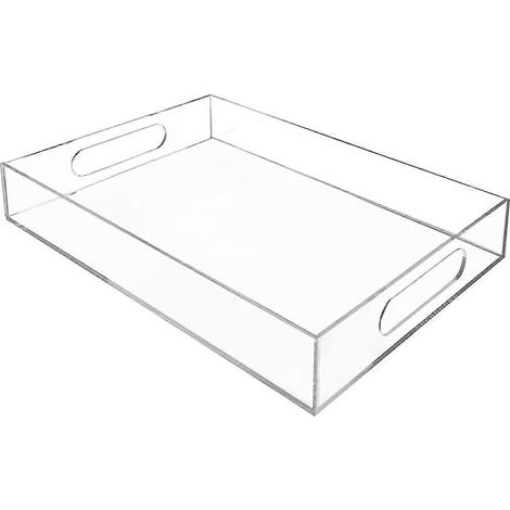 Plateau transparent en acrylique avec poignées