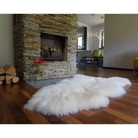 Tapis géant original et naturel en véritable peau de mouton blanche - 122 x 76 cm (48 x 30 pouces) (1/5)