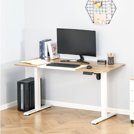 Höhenverstellbarer elektrischer Schreibtisch 140 x 70 cm, 4 Positionen, weiß OKMYHOME (1/5)