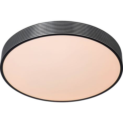 Plafonnier strié rond 39 cm LED 24W noir Malin Lucide (1/5)