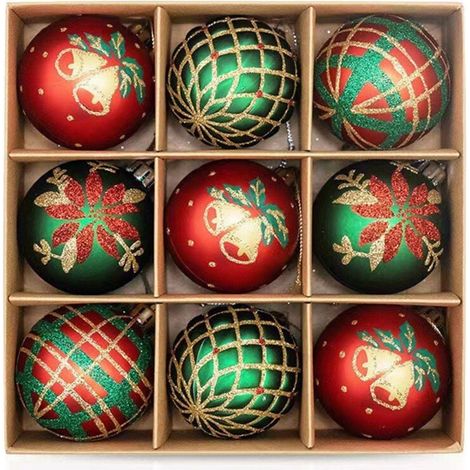 Lot de 9 boules de Noël décoratives de 6 cm, accessoires en polypropylène, décoration pour sapin de Noël, pour mariage, multi-usages (1/4)