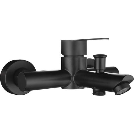 Mitigeur Bain Acier Inoxydable Robinetterie Baignoire 2 Trous Robinet Baignoire Noir Chaud et Froid (1/5)