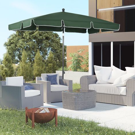 Parasol de jardin rectangulaire 2 x 1,3 m avec inclinaison réglable et mât en aluminium, vert et noir (1/5)