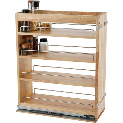 Étagère à épices coulissante pour armoire, 12,7 x 55,6 x 64 cm (l x P x H) - Multi-usage - En bois - Organiseur coulissant pour cuisine, garde-manger (1/5)