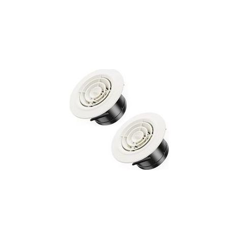 Lot de 2 Blanc grilles d'aération rondes réglables avec filet anti-insectes en plastique - 100 mm - Grille d'aération ronde en ABS - Pour salle de bain, plafond, mur, cuisine (1/4)