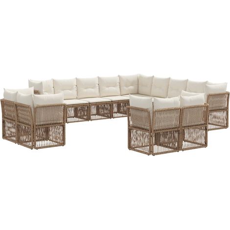 Gartensofa-set 13 pcs Beige Poly-Rattan vidaXL