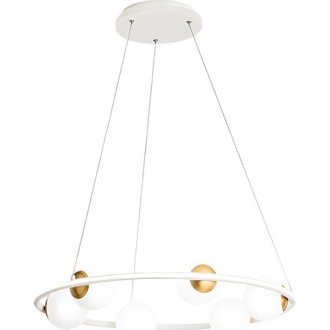 Suspension Led 80W 5820Lm 3000K, Structure Métal Blanc Et Diffuseurs Verre Opale Pour Éclairage Intérieur Élégant - Design Perenz Luminaires (1/3)