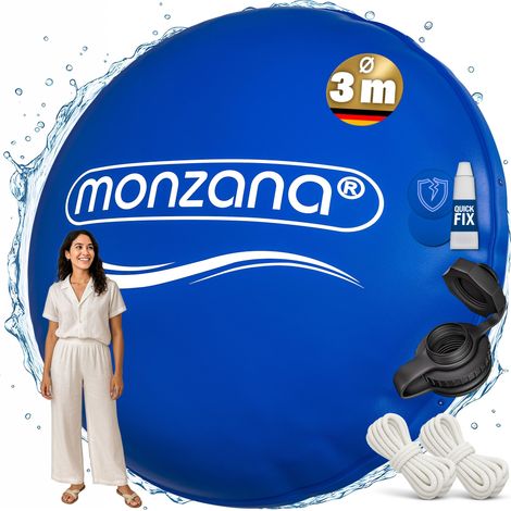 Monzana – Coussin de piscine hivernage 3m XXL rond – Résistant au chlore et aux intempéries – Valve Boston – 6 œillets – Résistance au gel -20°C