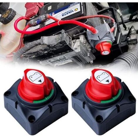 Lot de 2 Coupe Circuit de Autre batterie 12V-24V/300A Interrupteur Isolateur de Autre batterie, Interrupteur de Déconnexion de Autre batterie étanche Commutateur d'Isolateur de Autre batterie pour Voi (1/5)