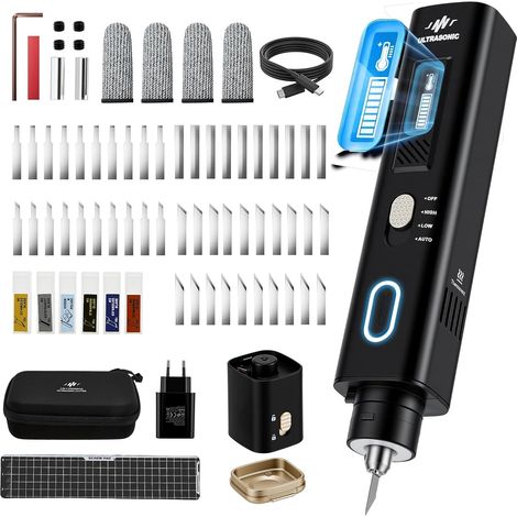 Coupe-ultrasonique 40kHz 35W Couteau à Ultrasons Compact avec 50 Pièces Kit de Lames & Type C Cutter Electrique pour Imprimante 3D Résine Bois PVC Inclus Fonction de Rechange pour Coupe-Plasma (1/5)