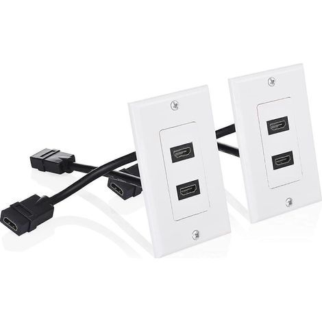 Lot de 2 plaques murales compatibles 2 ports, blanches (prise en charge 4K UHD, ARC et Ethernet Pass-Thru) (1/5)