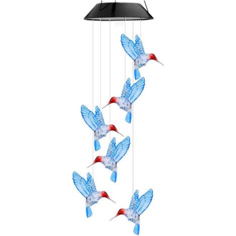 BUNTHAUS PA Solar-Lichterkette, Solar-Windspiele, Kolibri, Farbwechsel, Solar-Bewegungslichter, wasserdicht, LED, solarbetriebene Windspiele für Haus, Hof, Gartendekoration (1/4)