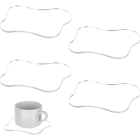 JSSEVN-4 Pièces Dessous de Verre Acrylique Transparent Tapis de Tasse Irréguliers Dessous de Verre Transparent pour Bureau Tasse à Café Dessous (1/5)