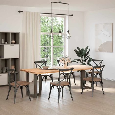 Pieds de table à manger en T, 2 pièces, noir, 50 x 35 x (72-73) cm, acier