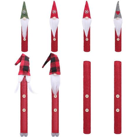 8er-Set Weihnachts-Kühlschranktürgriffabdeckungen mit Cartoon-Motiven: Gnome, Zwerg, Weihnachtsmann, Elf – Griffschutzhandschuhe für Kühlschrank, Backofen, Mikrowelle und Küchengeräte