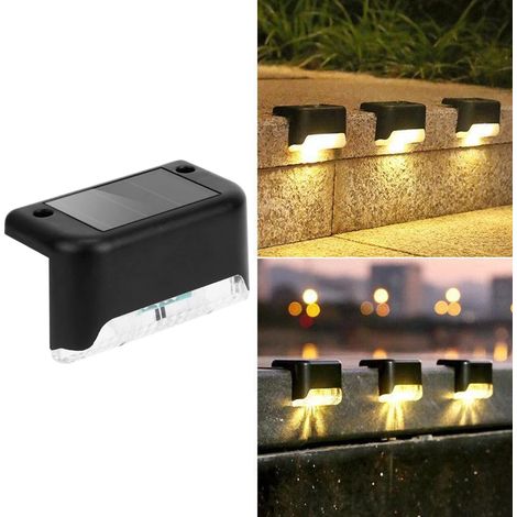 (1 pièce - Lumière chaude) Lampe solaire LED pour marches, escalier, mur extérieur, jardin, balcon, terrasse, clôture (1/5)
