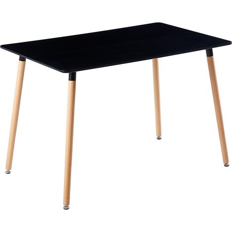 ORION91oficial® - Mesa Rectangular, Doble Tablero Negroy Madera Natural (110x70x74 cm) , Estilo nórdico, Comedor-Oficina-Teletrabajo-Cocina-Salón - spaziOrion91