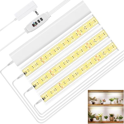 Lampe de croissance LED pour plantes, spectre complet 3 000 K, bandes lumineuses pour plantes d'intérieur，éclairage de croissance LED pour serre hydroponique, 33 cm, 4 têtes (1/5)