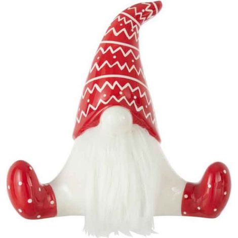 Statuette Déco "Père Noël Assis" 25cm Rouge & Blanc