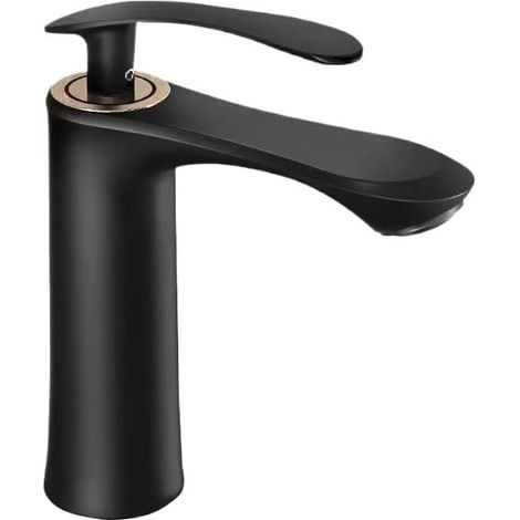 Robinet de lavabo - laiton - noir - surélevé - monocommande (1/5)