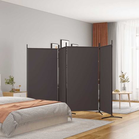 Paravent séparateur 4 panneaux pliable en tissu marron 346 x 180 cm - PANGIVO (1/5)