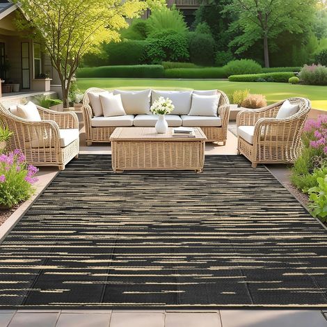 Tapis de Terrasse Extérieur Grande Taille 270x360cm Tapis Exterieur Jardin Resistant Pluie Couverture de Pique-Nique Pliable Portable Tapis de Sol Exterieur en Plastique pour Terrasse (1/5)