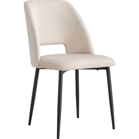 Lot de 4 chaises AVA Métal noir Velours - Beige (1/3)
