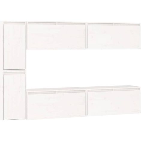 vidaXL Muebles para TV 6 piezas madera maciza de pino blanco (1/2)