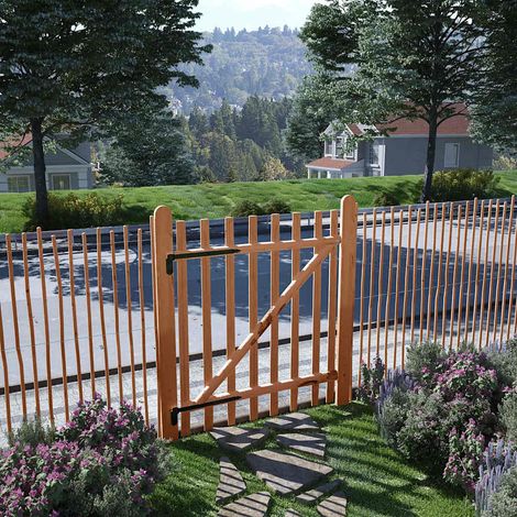 vidaXL Puerta para valla 100x120cm madera de avellano impregnada (1/4)