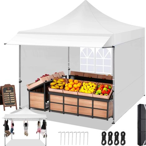 Faltpavillon 3x3m mit Markise, 3 Seitenwänden, wasserdicht, winterfest (1/5)