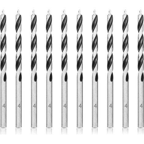 Forets hélicoïdaux 4mm lot de 10, mèches à bois professionnelles, pointes Brad Point pour perçage précis du bois (1/5)