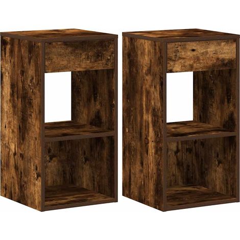 Maison Exclusive - Mesillas de noche con cajón 2 uds roble ahumad (1/5)