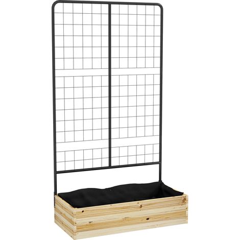 Jardinière surélevée avec treillis, bac à fleurs en bois naturel, jardin d'herbes aromatiques et jardinière pour jardin et balcon, 80 x 38 x 145 cm (1/5)