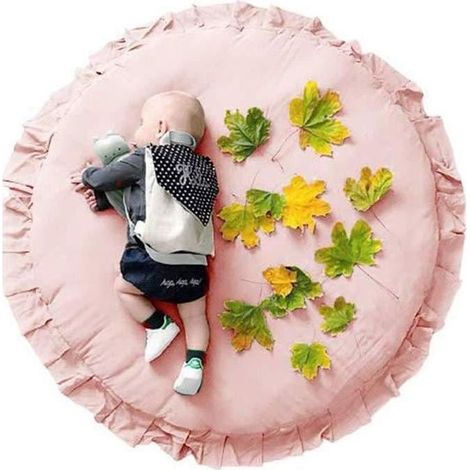 Tapis de jeu pour bébé - Grand Rond Épaissir - Rose - Intérieur - Diamètre 100cm - Poids 500g (1/4)