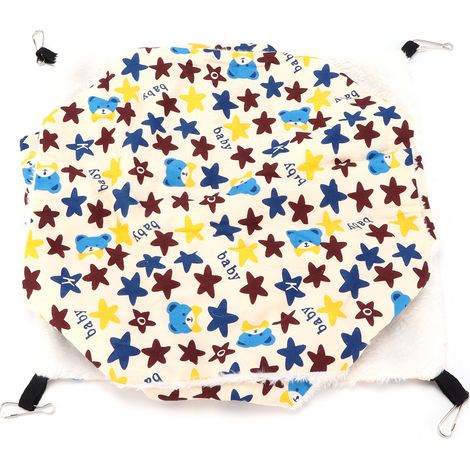 Hamac à 3 couches pour petits animaux, résistant, doux et chaud, en peluche, pour écureuils, avec motifs d'étoiles. (1/5)