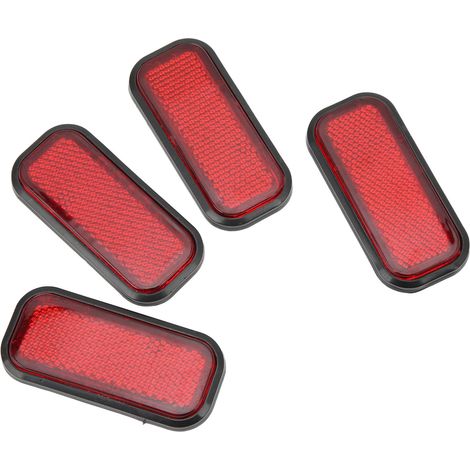 Lot de 4 réflecteurs rectangulaires sécurité ABS autocollant réfléchissant universel voiture moto rouge (1/5)