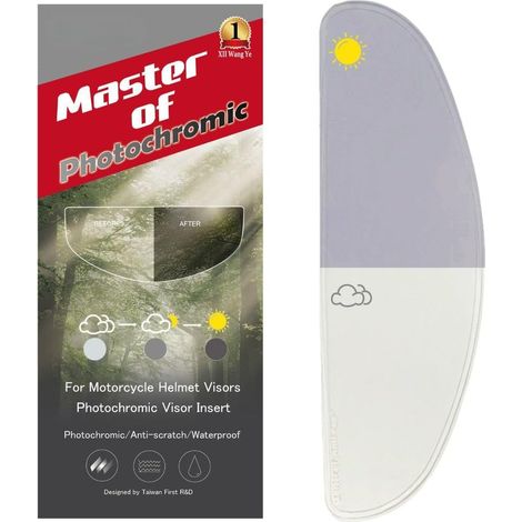 Insert visière de transition pour casque de moto, film photochromique anti-buée, teinte claire à indigo, réactif au soleil, intérieur transparent (1/5)