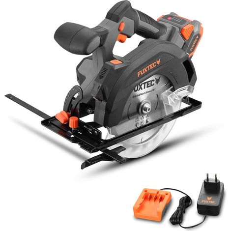 Sega circolare manuale a batteria FUXTEC 20V FX-E1CS20 SET con 1 x batteria 4Ah, 1 x caricatore 1A