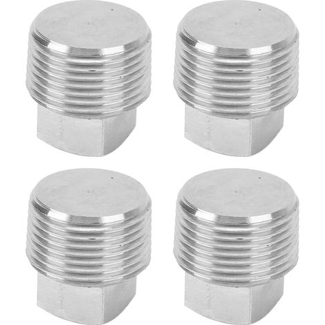 Lot de 4 bouchons à tête carrée en acier inoxydable 316, embouts de tuyau de 26,5 mm, raccords de raccordement (1/5)