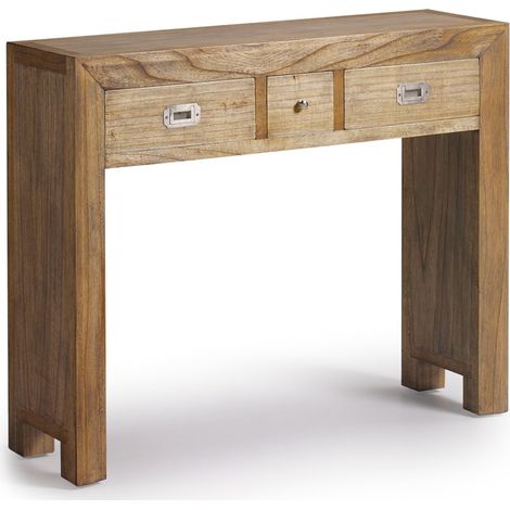 Console en bois massif naturel 3 tiroirs MAZARI (1/4)