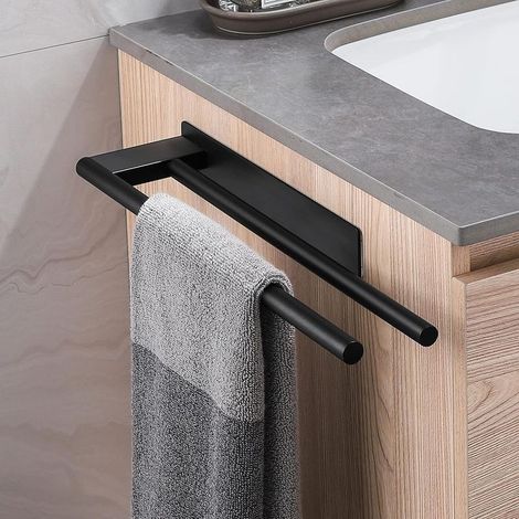 Door-towels wall-mounted without drilling stainless steel Double arm self-adhesive Finish mate For environments humid (1/5)