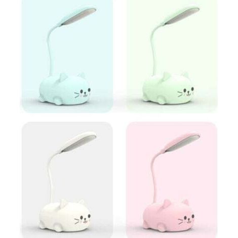 Lot de 4 lampes de lecture pour chaton, rechargeables par USB, lampe de bureau pliable pour animaux pour apprendre à lire et protéger la vue