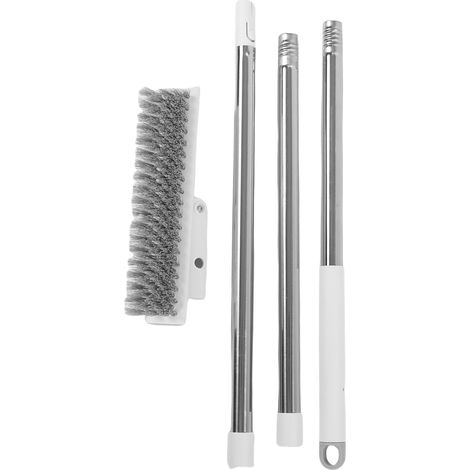 Brosse de sol à long manche Acier inoxydable Tête rotative 133cm Poils durs pour douche carrelage garage extérieur patio nettoyage efficace (1/5)