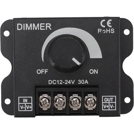 Variateur LED monocanal PWM à variation continue pour rubans LED monochromes 5050/3528, 12-24 V CC, 30 A (1/4)
