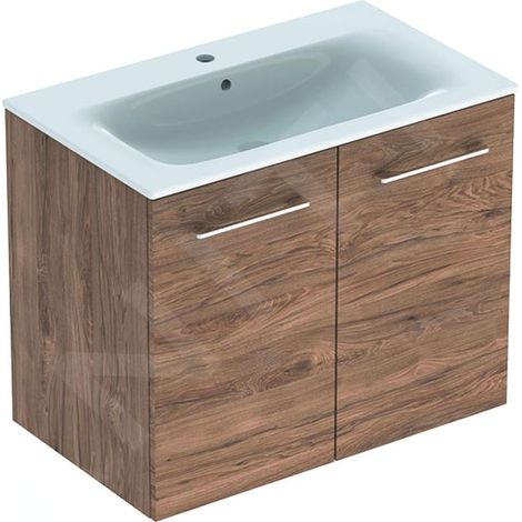 Geberit Selnova Square - Meuble-vasque 635x788x480 mm, avec vasque, 2 portes, noyer hickory 501.258.00.1 (1/3)