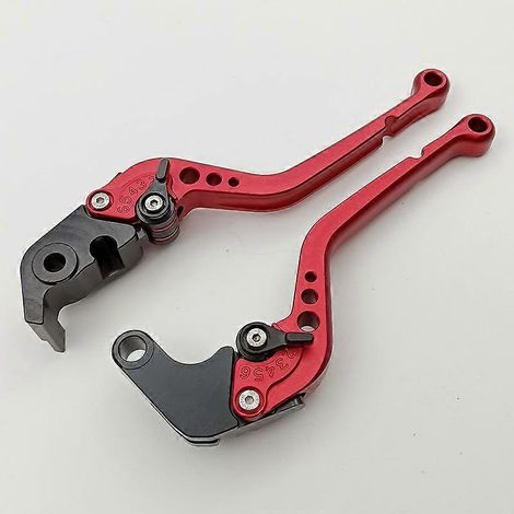 Convient aux motos Aprilia TUONO1100RR/FACTORY leviers de frein, d'embrayage et de klaxon modifiés (1 paire de longs leviers rouges) (1/5)